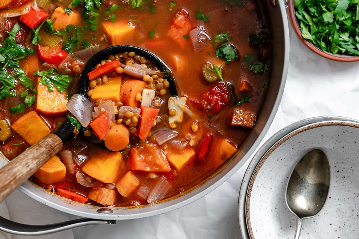 Quick & Healthy: One-Pot Vegan Red Lentil Sweet Potato Soup